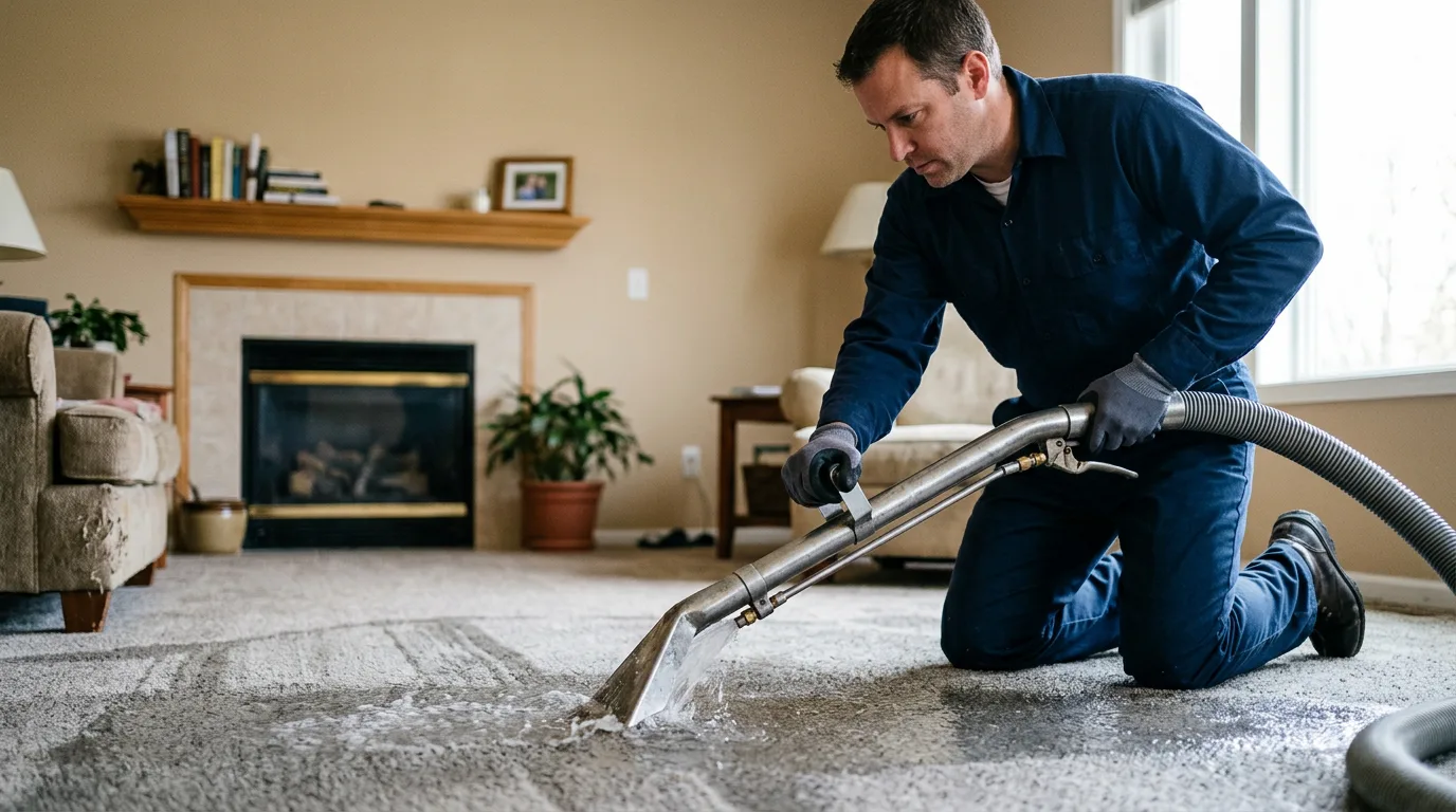 Water damage restoration technician working near Shelbyville, MI